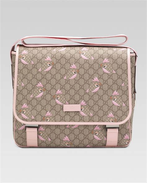 Gucci GG Zoo Birds Print Diaper Bag, Pink 